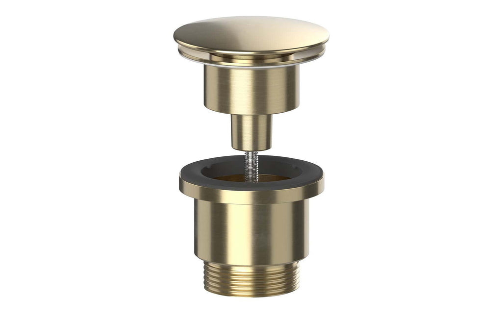 Brushed Brass Universal Basin Waste Suitable For Basins With or Without Overflow Solid Metal Leak Free