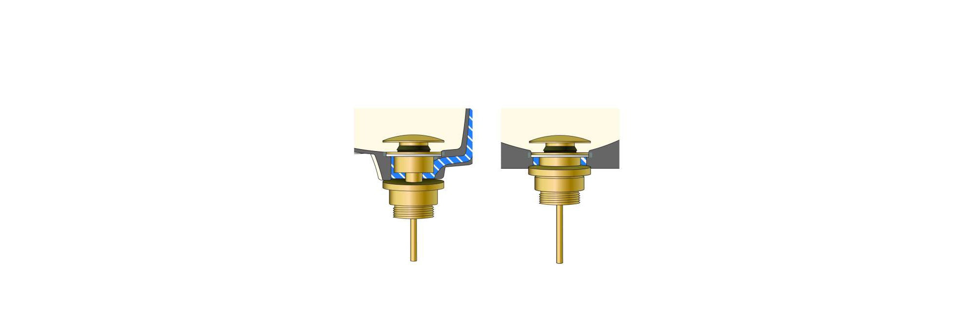 Brushed Brass Universal Basin Waste Suitable For Basins With or Without Overflow Solid Metal Leak Free