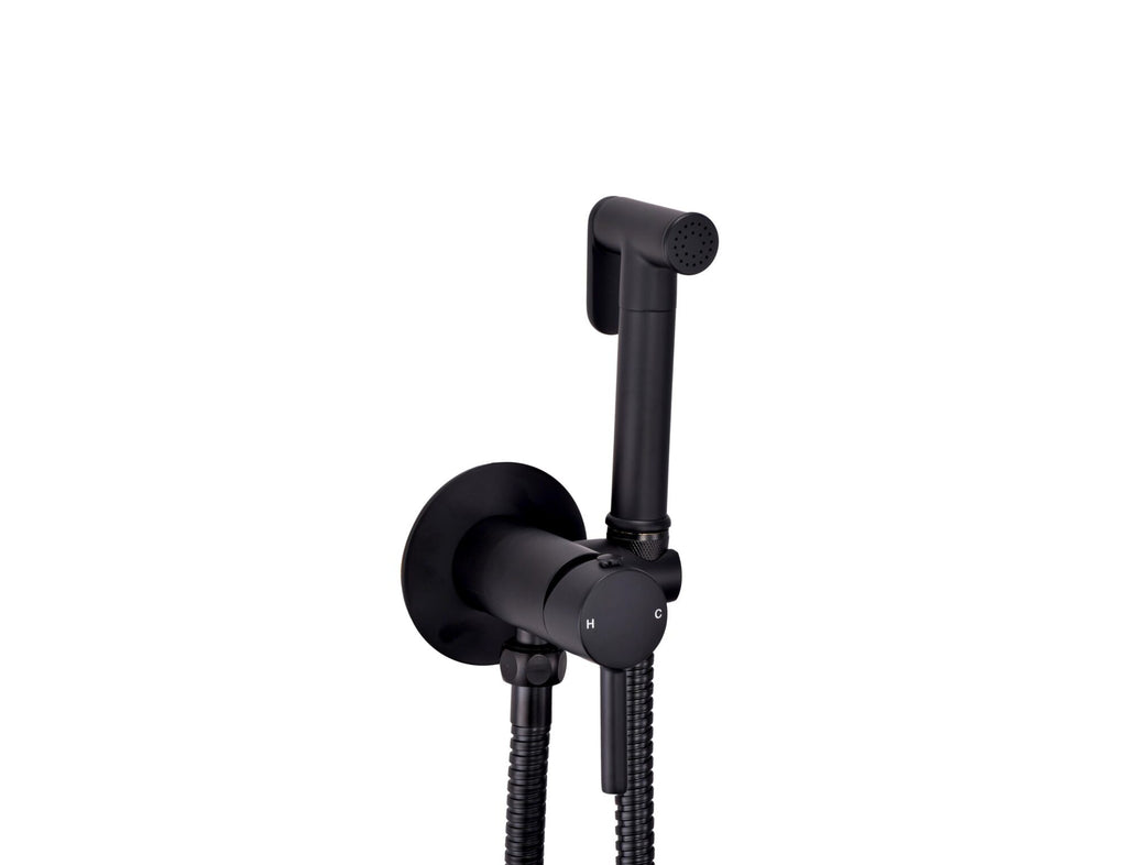 Integrated Douche Valve Black Wall Mounted Manual Mixer Handle
