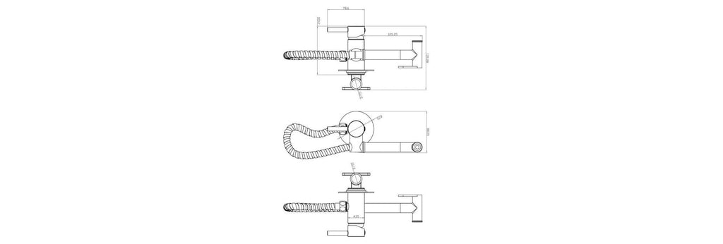 Integrated Douche Valve Kit Brushed Brass Wall Mounted Manual Mixer Handle