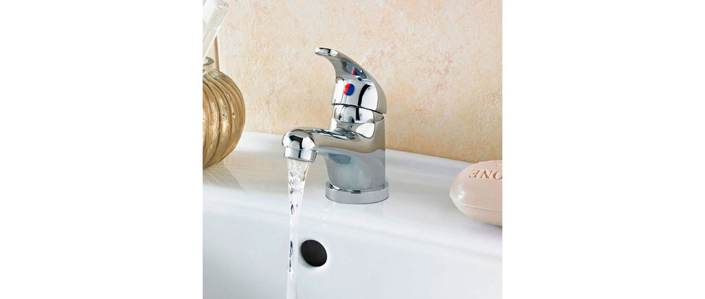 Modern Chrome Single Lever Basin Mixer Tap with Clicker Waste & Flexi Hoses for UK Bathrooms