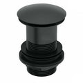 Black Basin Sink Waste Plug Full Cover Unslotted Click Clack Pop Up Push Button
