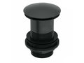 Black Basin Sink Waste Plug Full Cover Unslotted Click Clack Pop Up Push Button