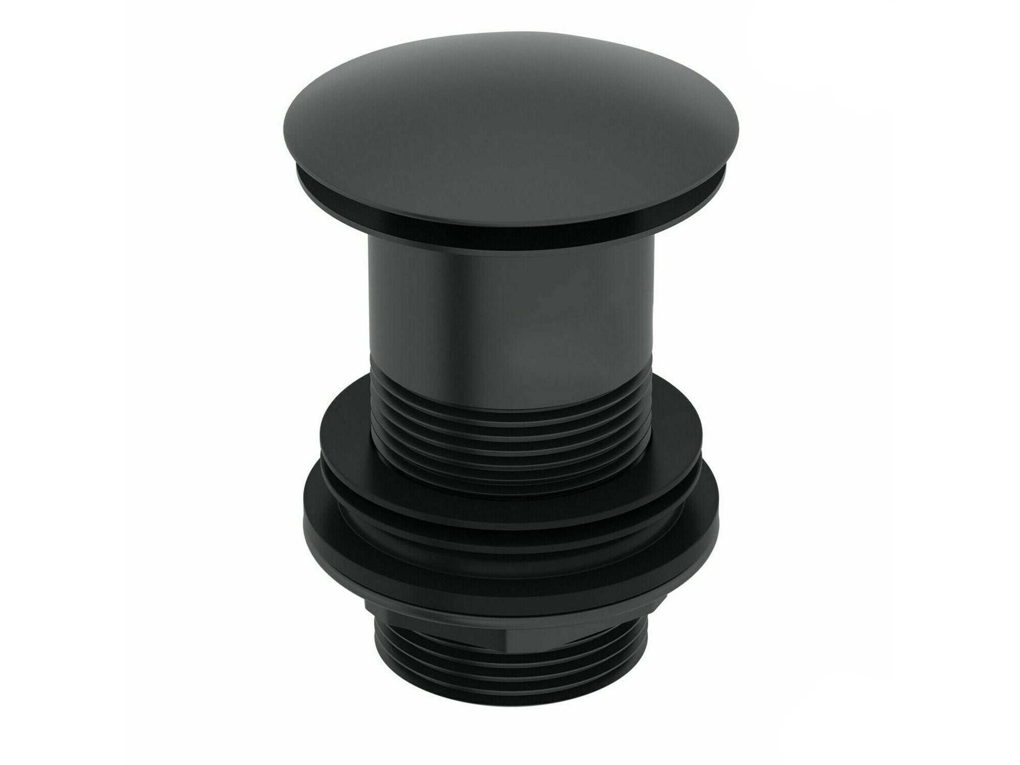 Black Basin Sink Waste Plug Full Cover Unslotted Click Clack Pop Up Push Button