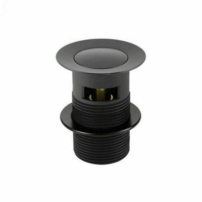 Matt Black Slotted Basin Sink Waste Plug with Click-Clack Pop-Up Push Button, 32mm UK Standard