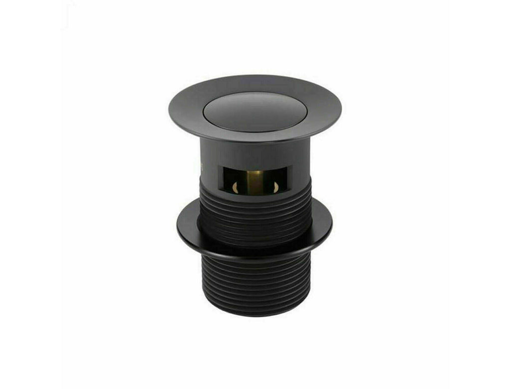 Matt Black Slotted Basin Sink Waste Plug with Click-Clack Pop-Up Push Button, 32mm UK Standard