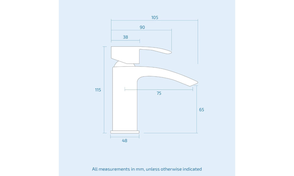 FNX Bathrooms Lucia Chrome Square Waterfall Basin Mixer Tap with Waste