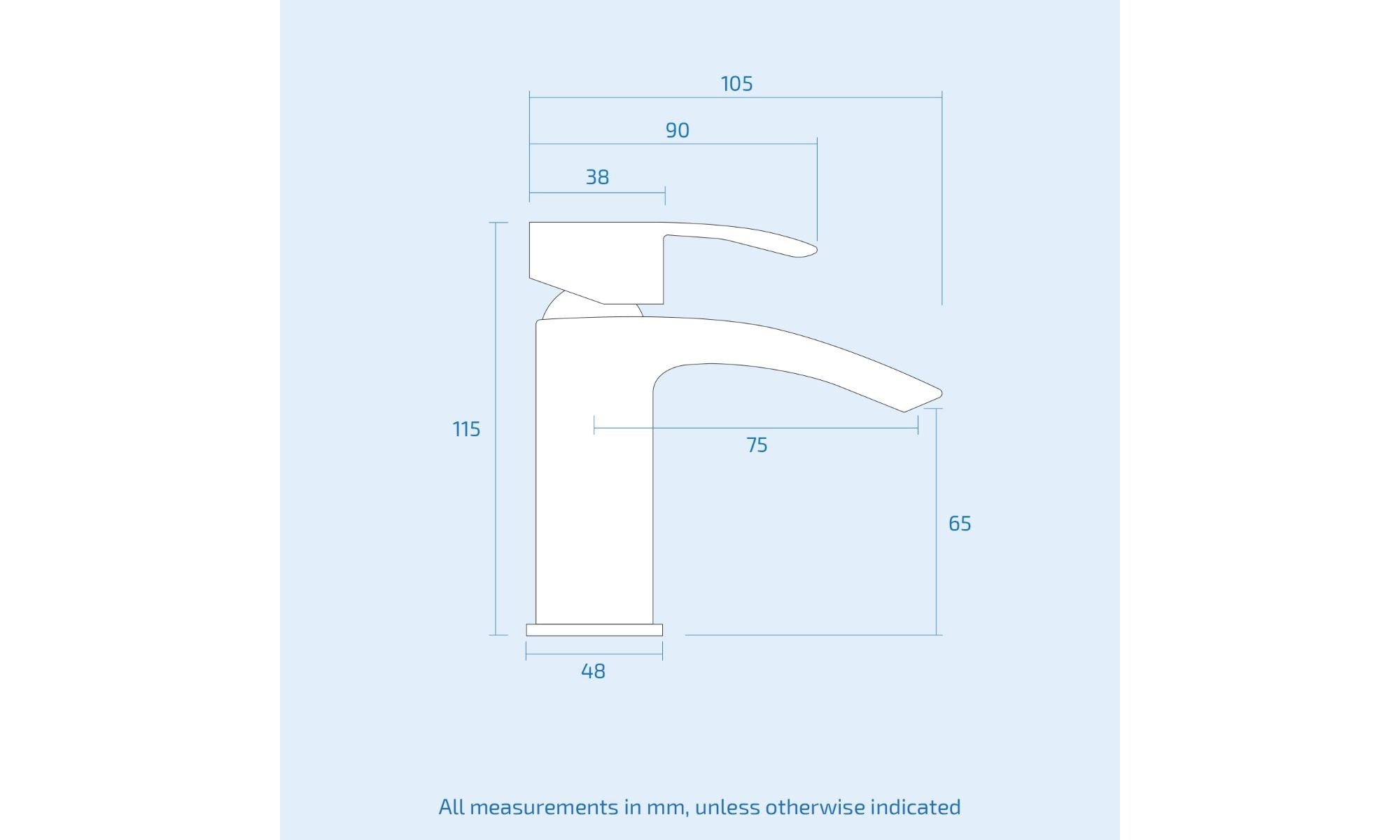 FNX Bathrooms Lucia Chrome Square Waterfall Basin Mixer Tap with Waste