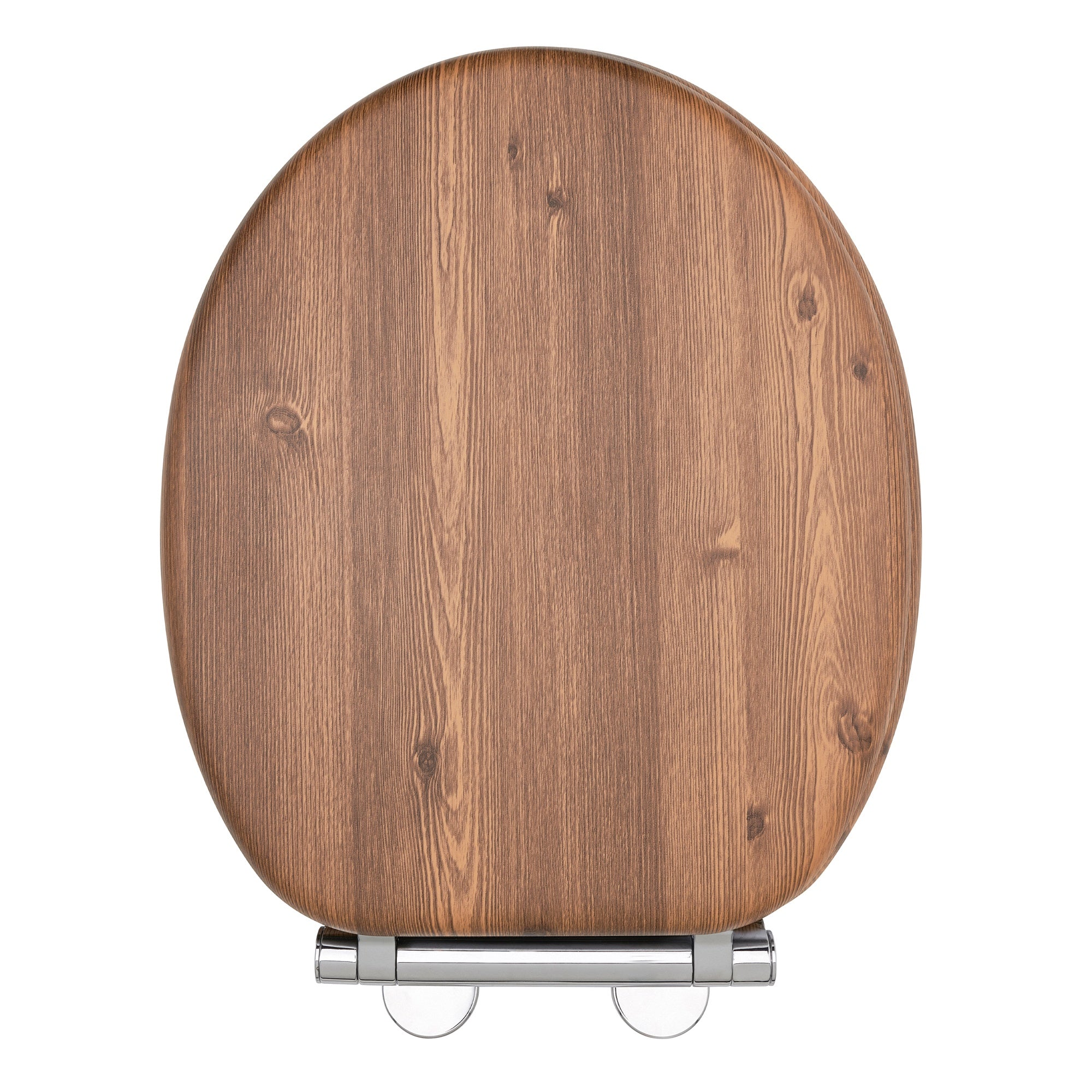 Teak Effect Wooden Toilet Seat Heavy Duty Bar Hinge Wood Finish