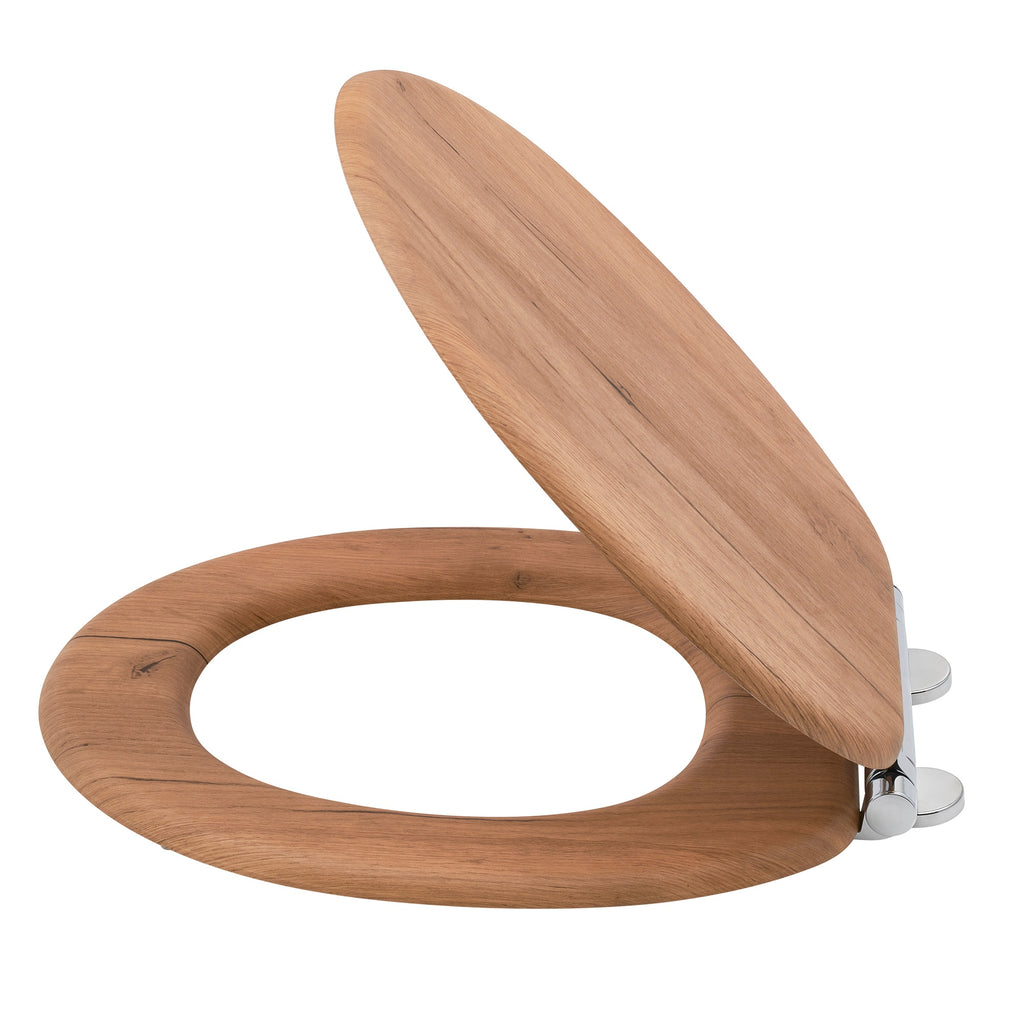 Driftwood Effect Wooden Toilet Seat Heavy Duty Bar Duty Wood Effect Finish