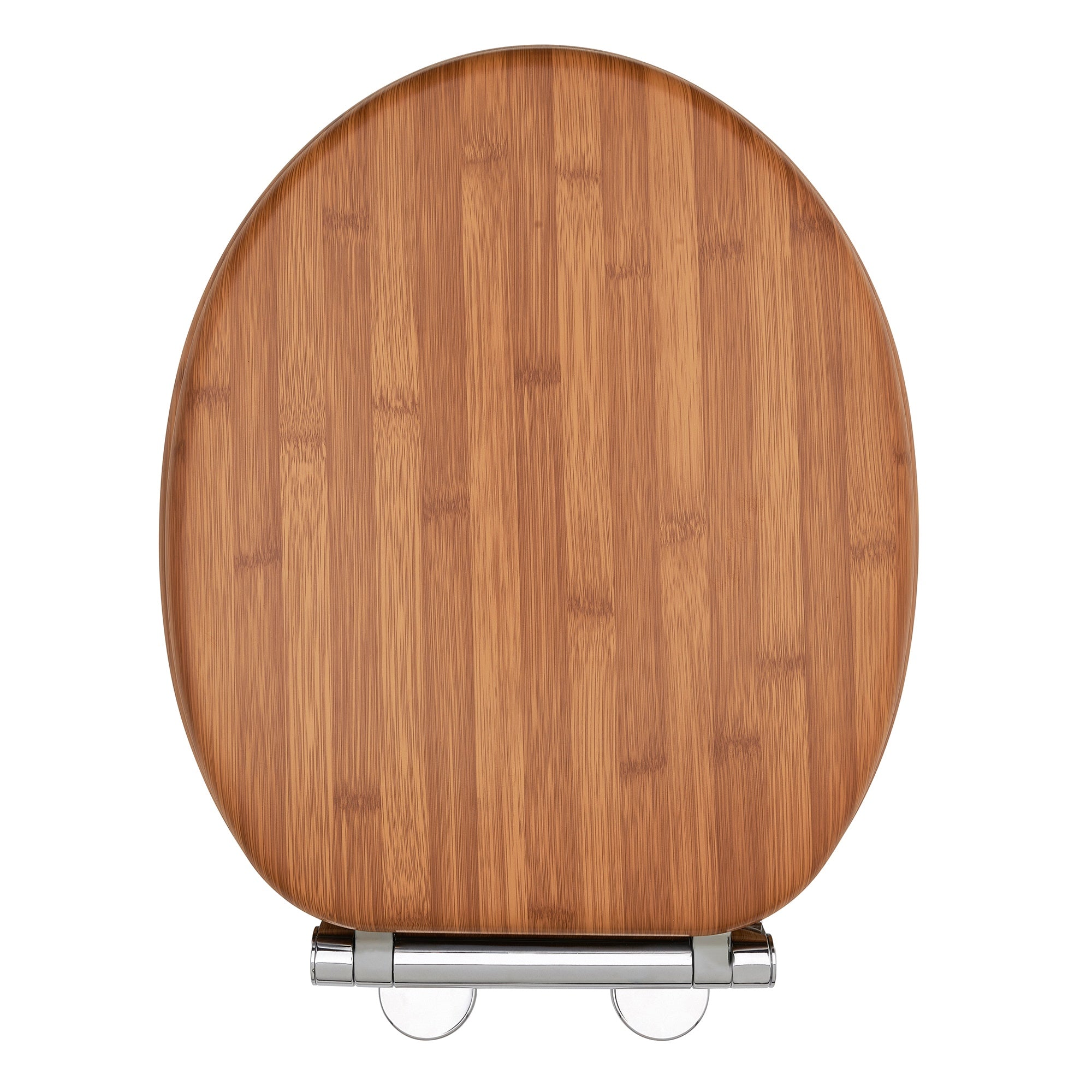 Bamboo Effect Wooden Finish Toilet Seat Heavy Duty Bar Hinge Wood Finish