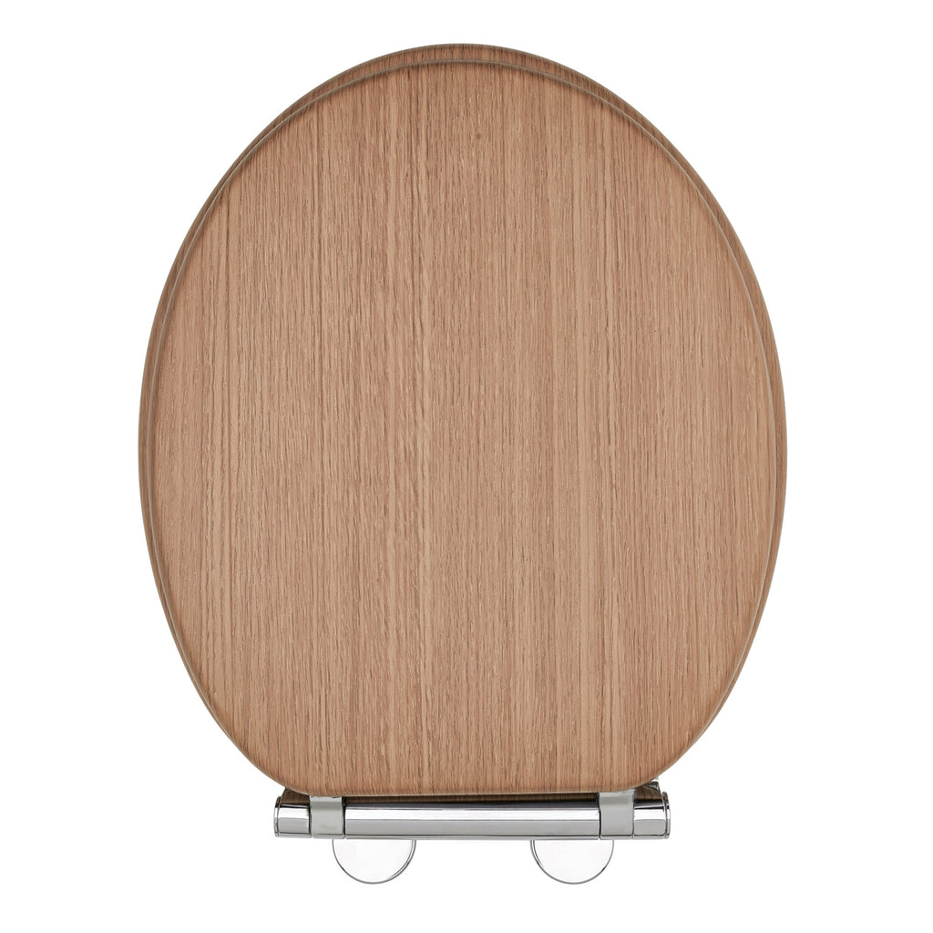 Oak New England Tongue and Groove Toilet Seat Heavy Duty Bar Hinge Wood Effect