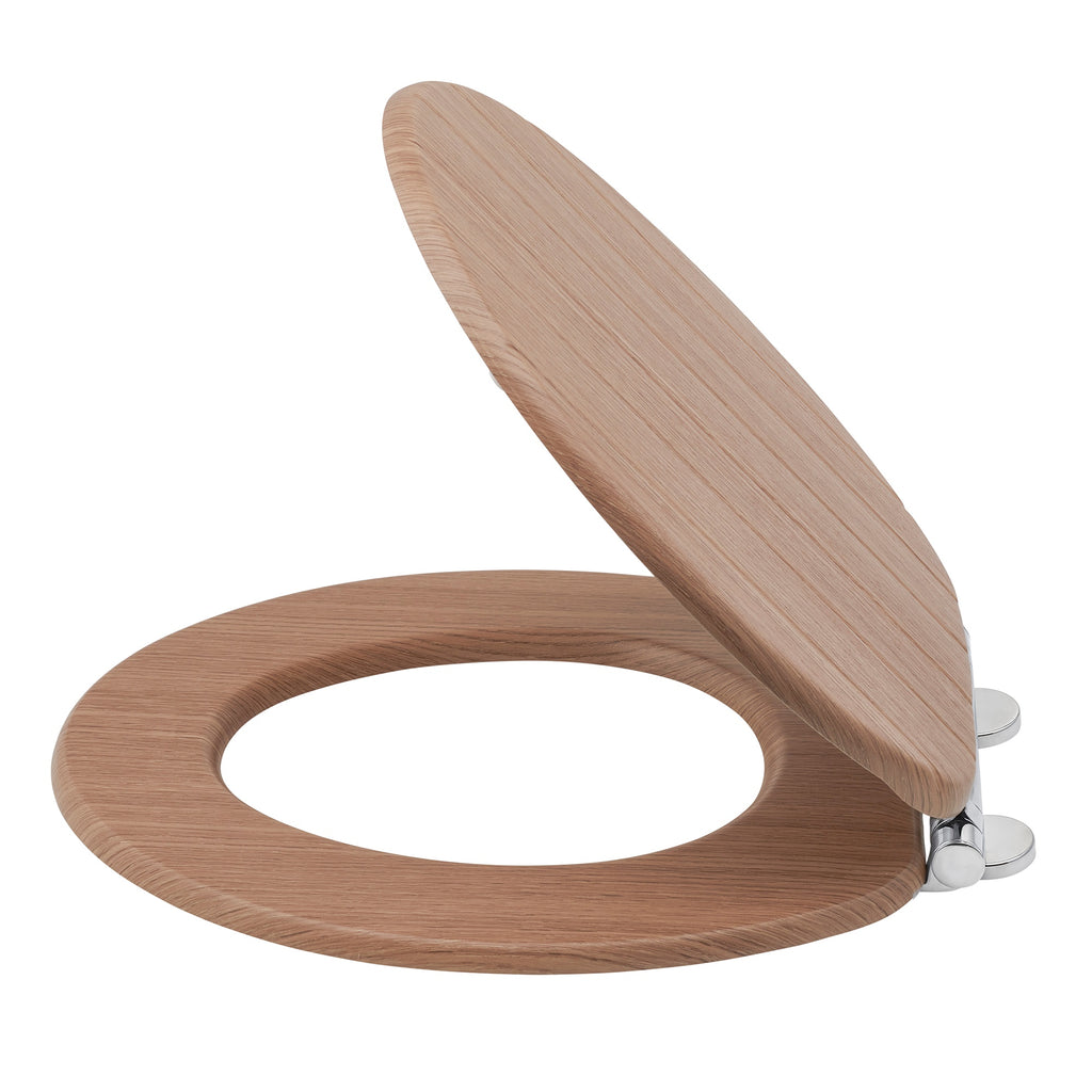 Oak New England Tongue and Groove Toilet Seat Heavy Duty Bar Hinge Wood Effect