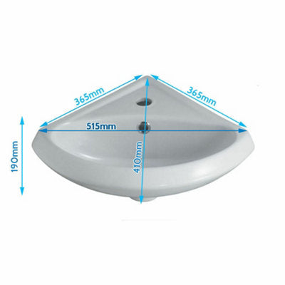Bathroom Cloakroom Ceramic 1 Tap Hole Compact Small Mini Corner Wash Basin Sink