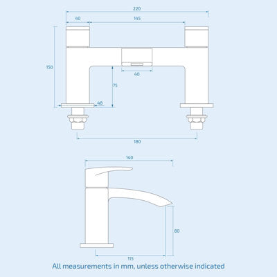 Bathroom WATERFALL Black Matt Basin Sink Mono Mixer & Bath Filler Mixer Tap Lever Tap