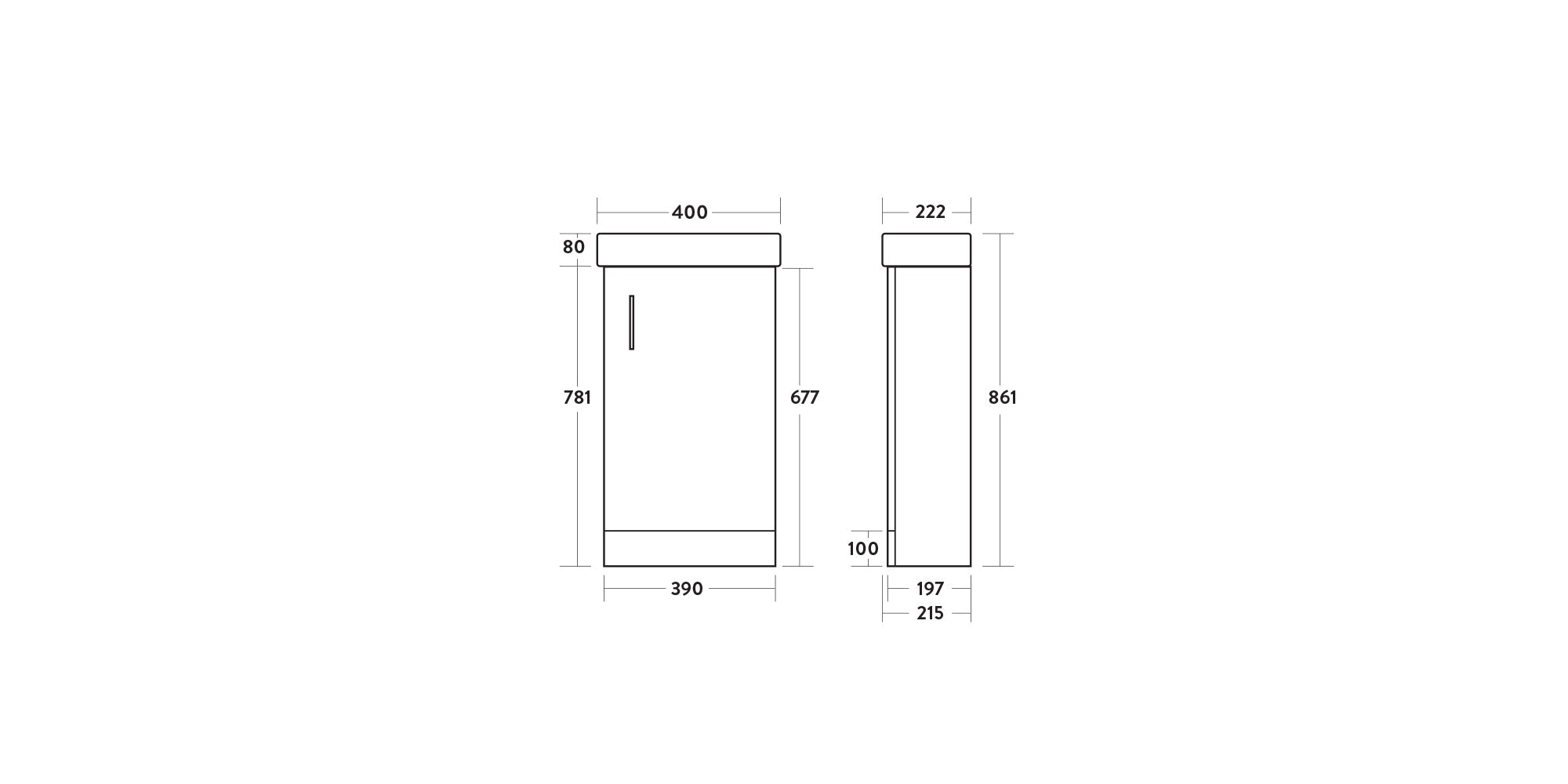 Bubly Bathrooms™ 400mm Compact Cloakroom Storage Bathroom Vanity Unit & Ceramic Basin Sink