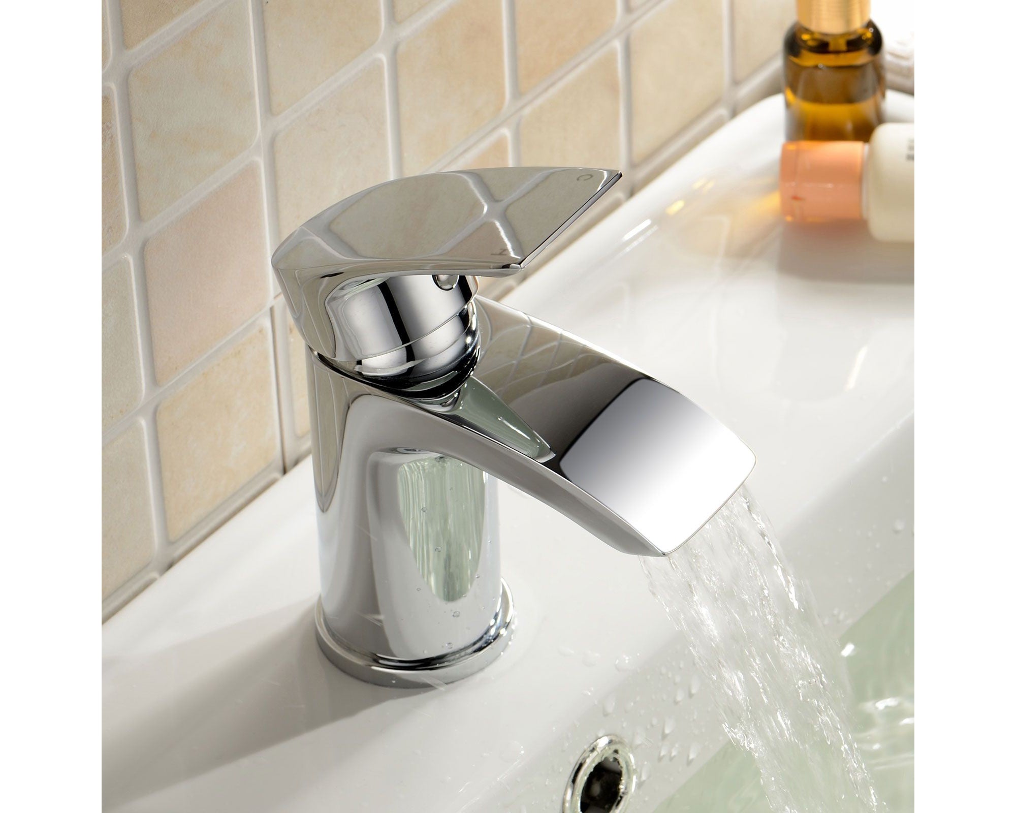 Modern Chrome Waterfall Bath Filler Mixer Tap Bathroom Round