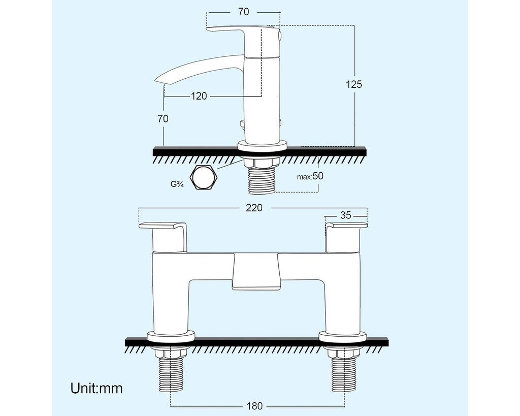Modern Chrome Waterfall Bath Filler Mixer Tap Bathroom Round