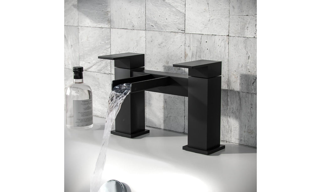 Matt Black Waterfall Bath Filler Mixer Tap Open Spout Solid Brass