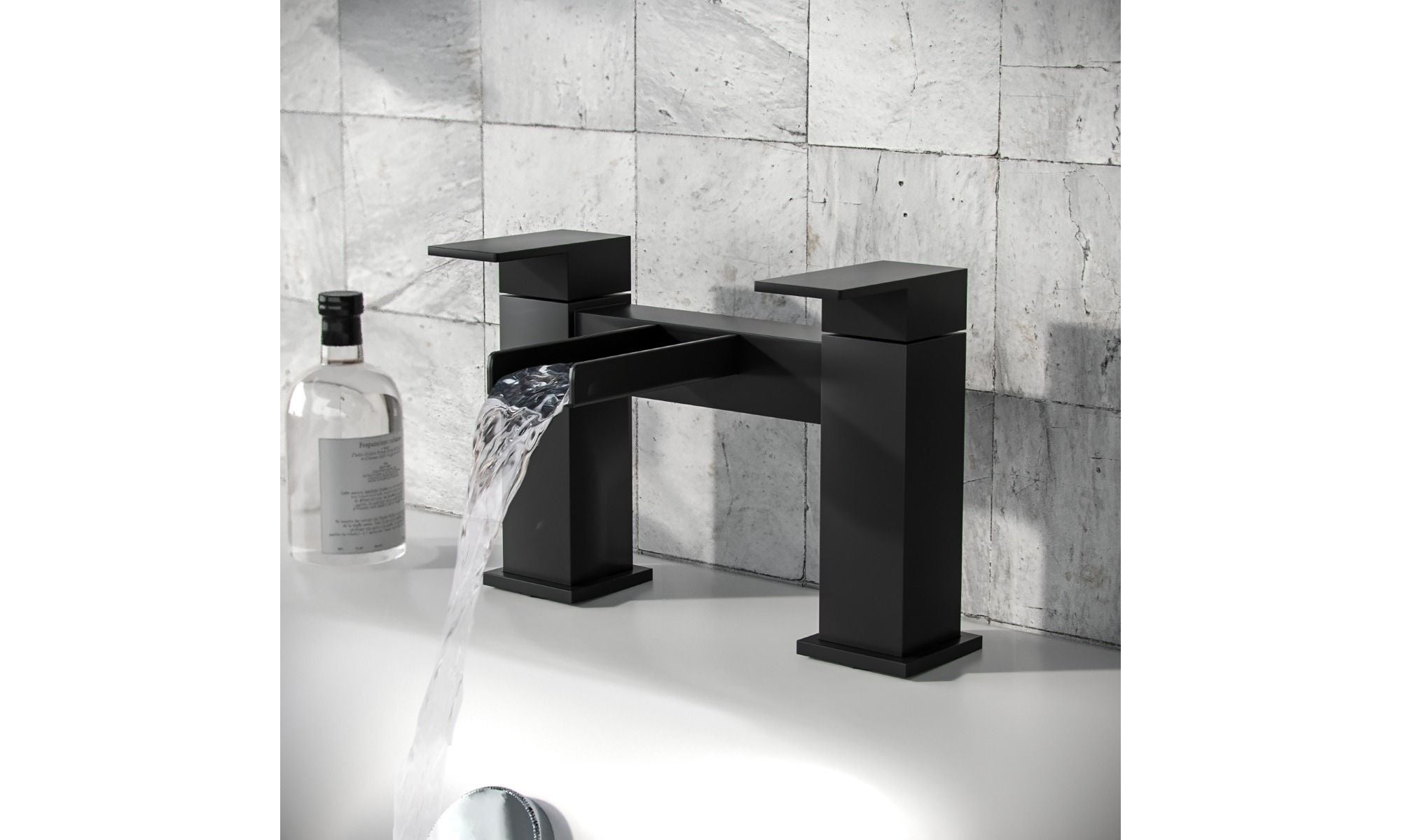 Matt Black Waterfall Bath Filler Mixer Tap Open Spout Solid Brass