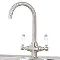 Brushed Nickel Dual Ceramic Lever Kitchen Mono Bloc Mixer Tap