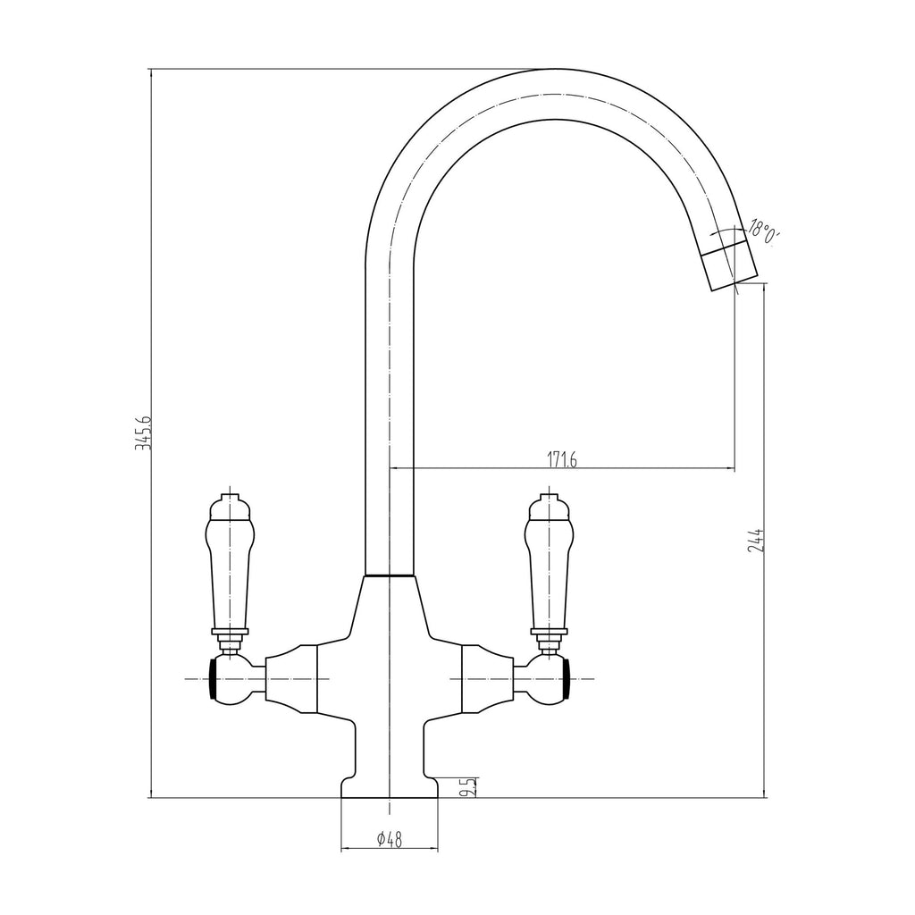 Brushed Nickel Dual Ceramic Lever Kitchen Mono Bloc Mixer Tap