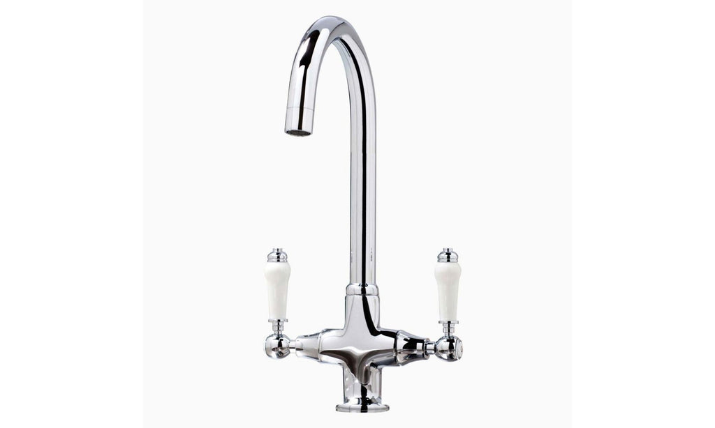 FNX Bathrooms Xavier Chrome Dual Lever Monobloc Kitchen Mixer Tap with Swivel Spout