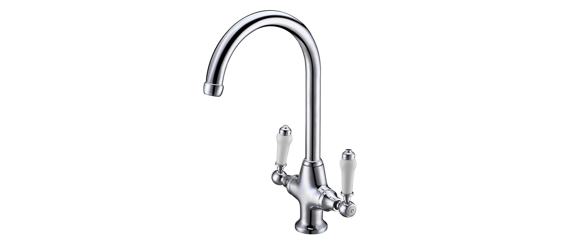 FNX Bathrooms Xavier Chrome Dual Lever Monobloc Kitchen Mixer Tap with Swivel Spout