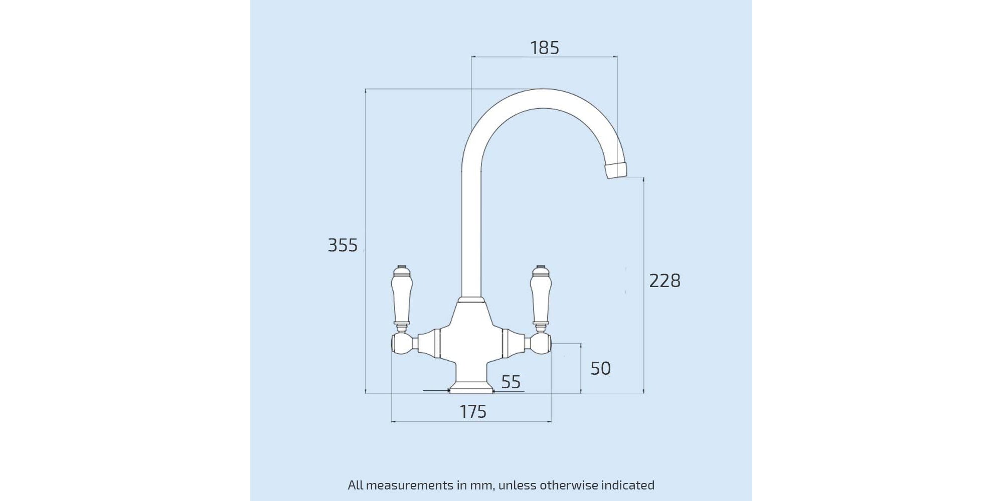 FNX Bathrooms Xavier Chrome Dual Lever Monobloc Kitchen Mixer Tap with Swivel Spout