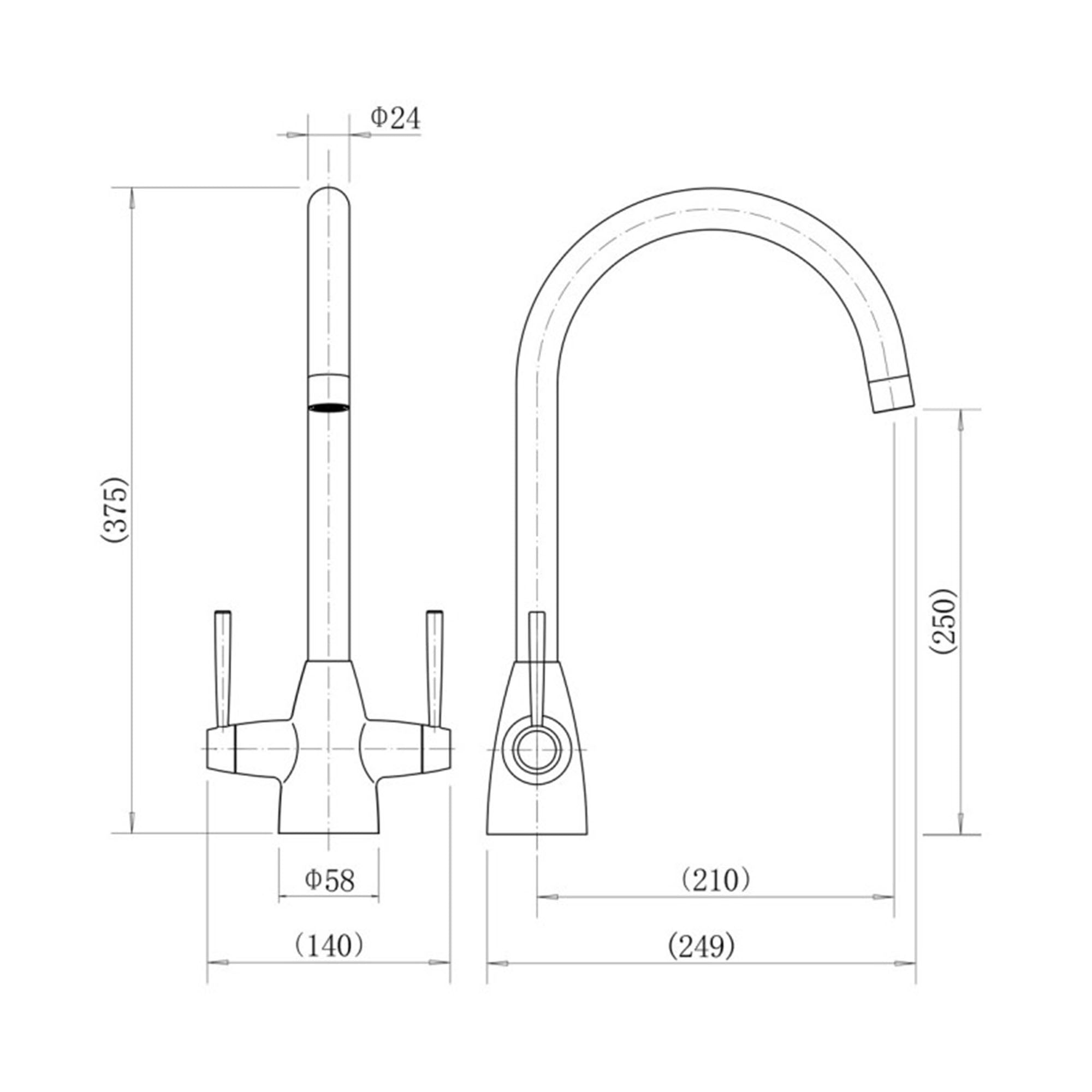 Brushed Gold Kitchen Sink Dual Lever Mixer Traditional Mixer