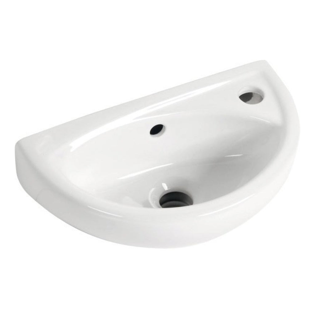 FNX Bathrooms Compact Wall-Hung Cloakroom Basin & Sink - Modern Oval White Ceramic, 1 Tap Hole, Includes Fixings