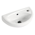 FNX Bathrooms Compact Wall-Hung Cloakroom Basin & Sink - Modern Oval White Ceramic, 1 Tap Hole, Includes Fixings
