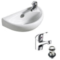 FNX Bathrooms Compact Wall-Hung Cloakroom Basin & Tap Set - White Ceramic with Slotted Waste