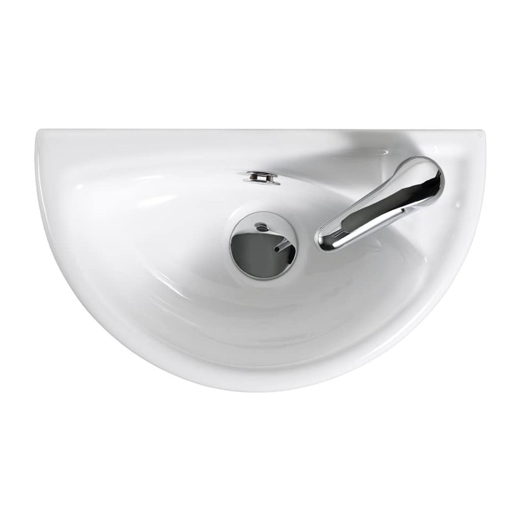 FNX Bathrooms Compact Wall-Hung Cloakroom Basin & Tap Set - White Ceramic with Slotted Waste