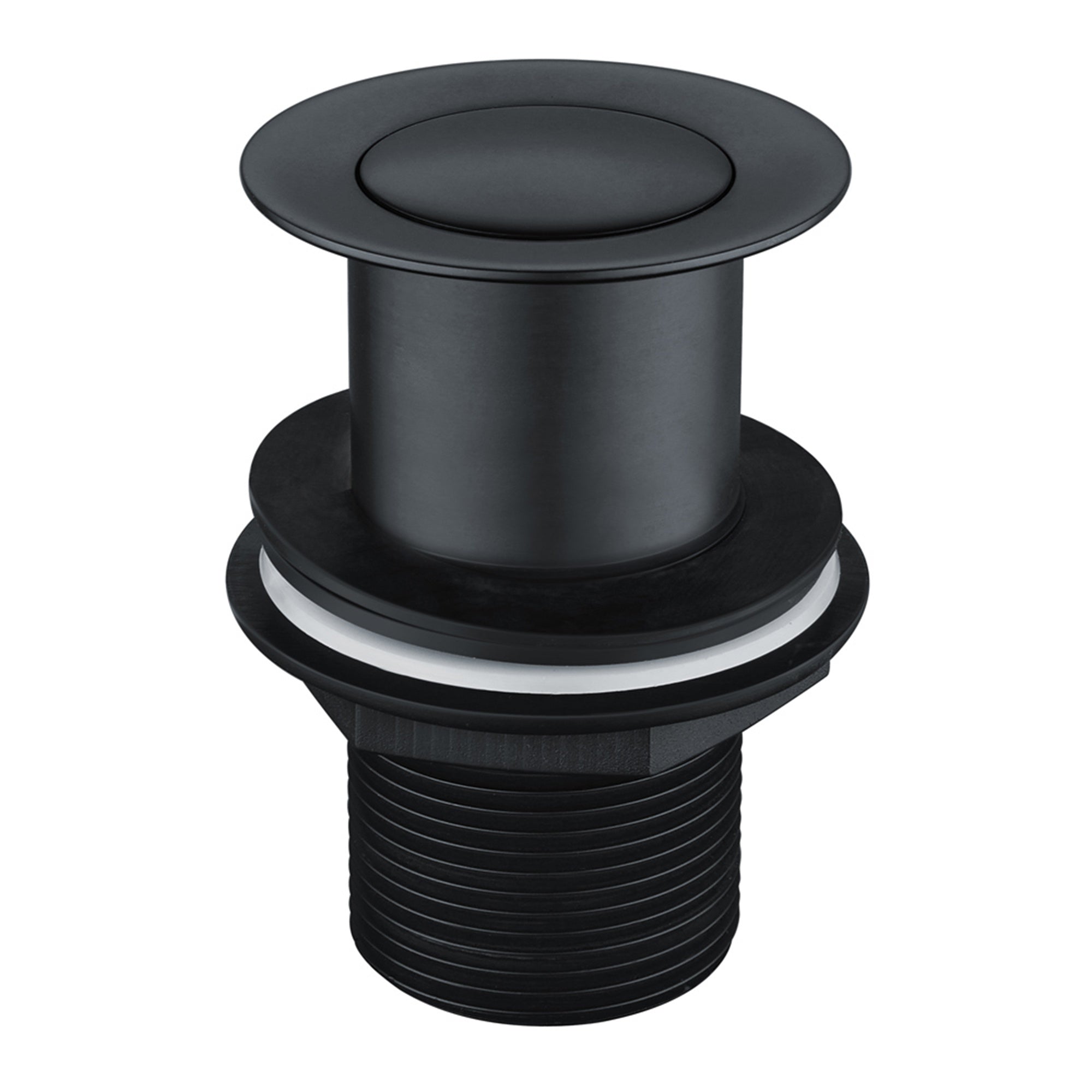 FNX Bathrooms Matt Black Unslotted Basin & Sink Waste Plug with Click-Clack Pop-Up Push Button, UK Standard 32mm Brass
