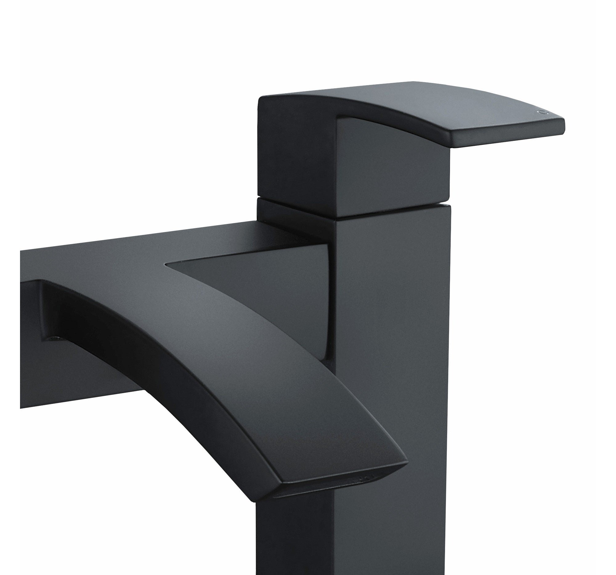 Matt Black Waterfall Bath Filler Mixer Tap Twin Lever Handles Deck Mounted