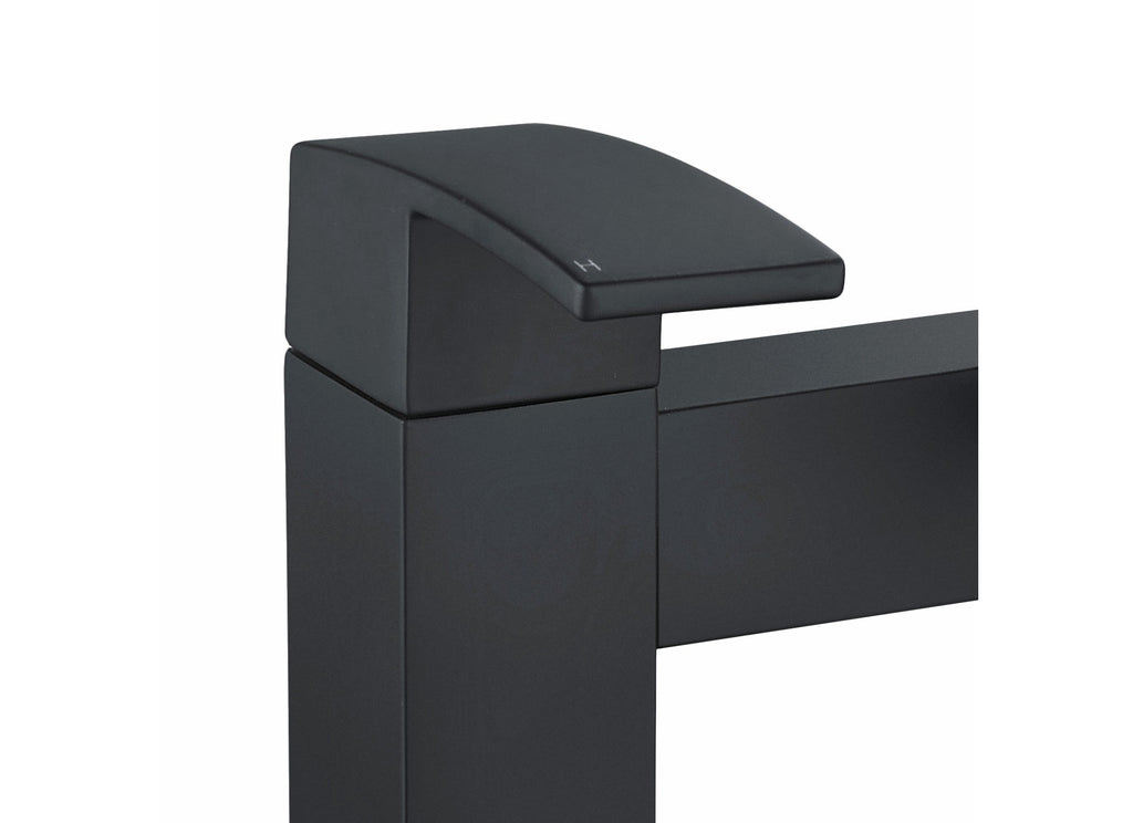 Matt Black Waterfall Bath Filler Mixer Tap Twin Lever Handles Deck Mounted
