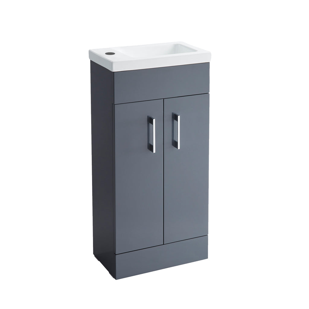Anthracite 400mm Square Basin Vanity Unit Bathroom Compact Cloakroom Furniture