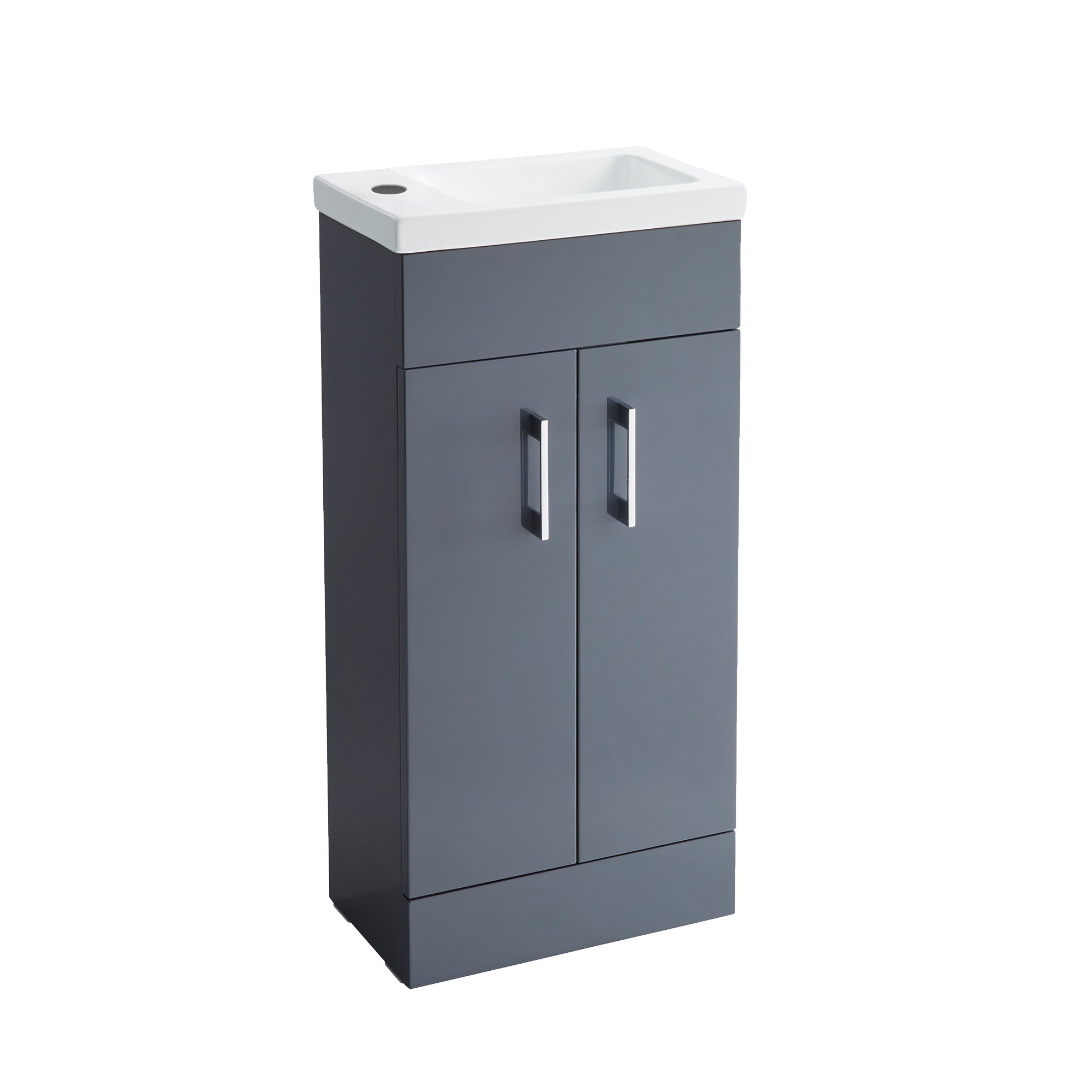 Anthracite 400mm Square Basin Vanity Unit Bathroom Compact Cloakroom Furniture