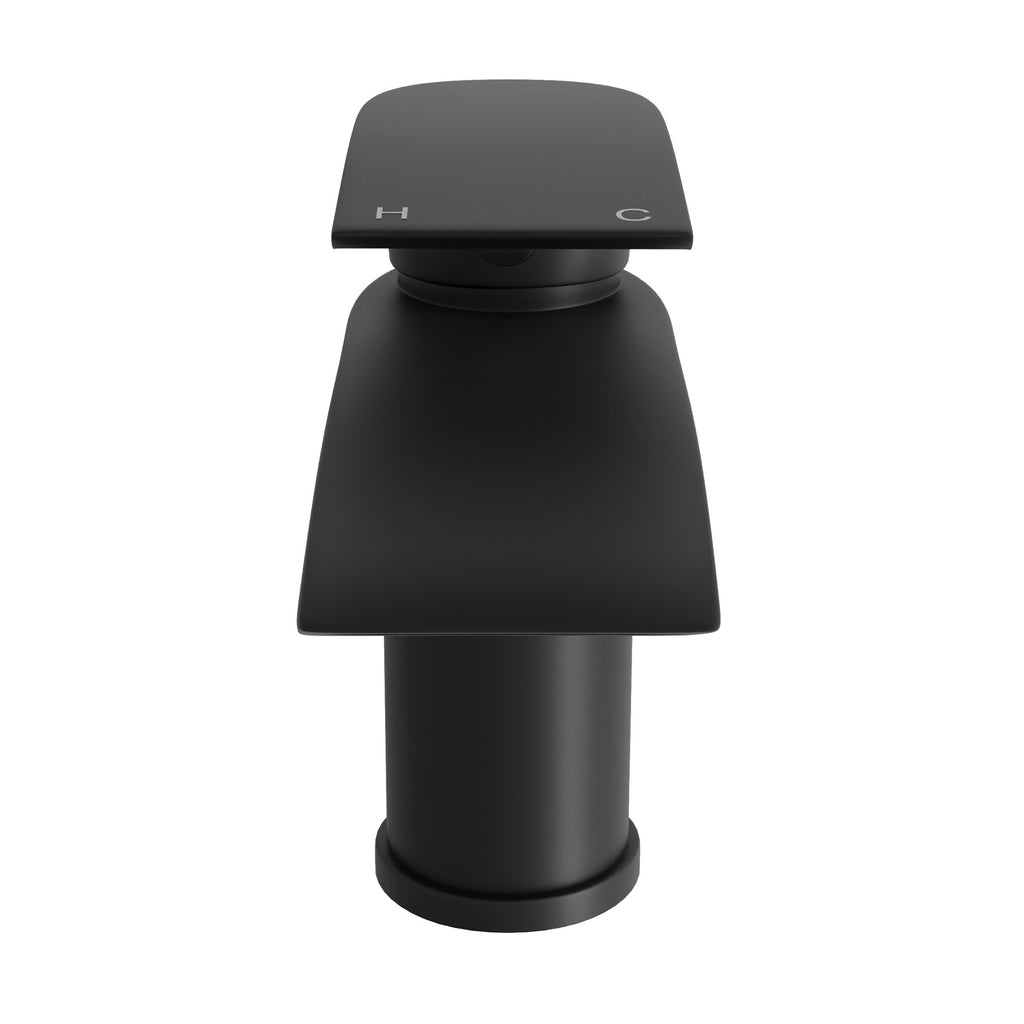 Bubly Bathrooms™ Luxury Waterfall Black Matt Basin Mixer Tap with Slotted Waste & Single Lever Control