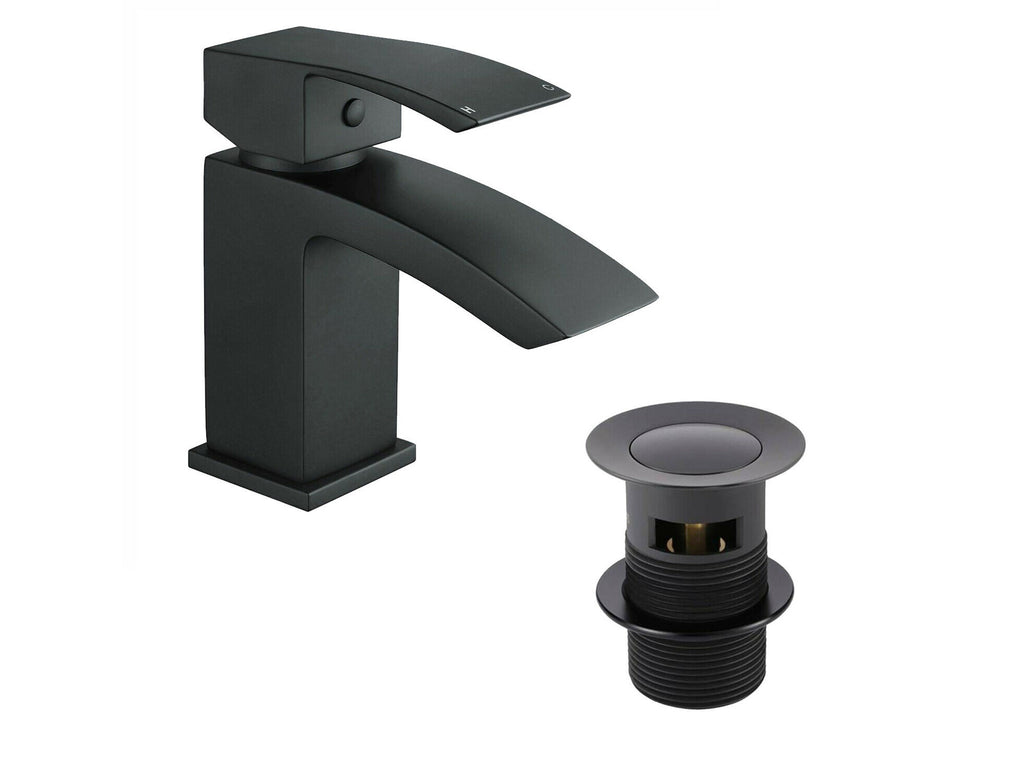 Anthracite 400mm Square Basin Vanity Unit Bathroom Compact Cloakroom Furniture