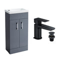 Anthracite 400mm Vanity Basin Unit + Black Tap & Waste