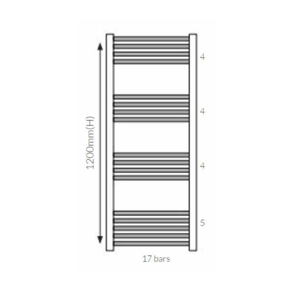 Matt Black 600x1200mm Heated Towel Rail Radiator for Central Heating