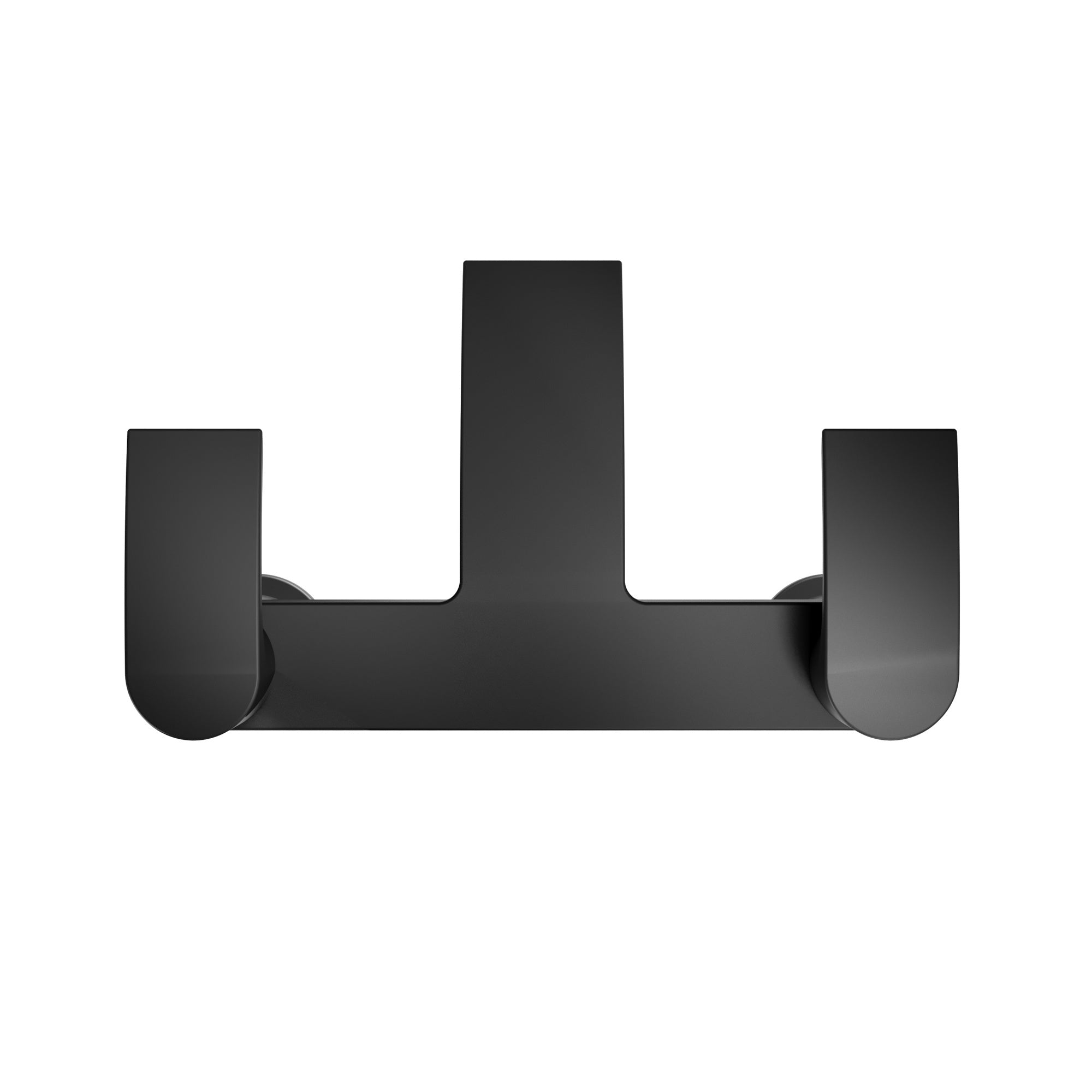 Modern Matt Black Waterfall Bath Filler Tap - Twin Lever, Deck Mounted, Ceramic Disc