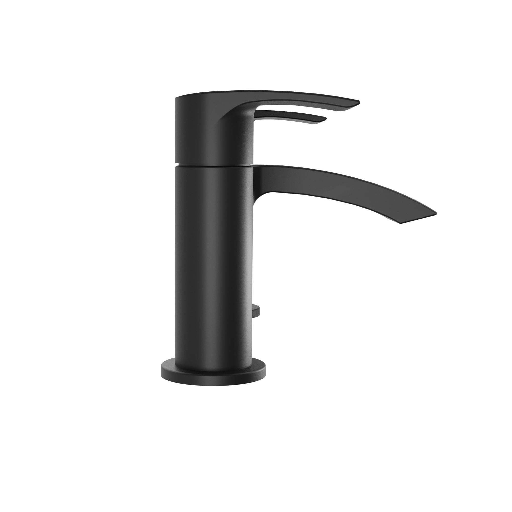 Modern Matt Black Waterfall Bath Filler Tap - Twin Lever, Deck Mounted, Ceramic Disc