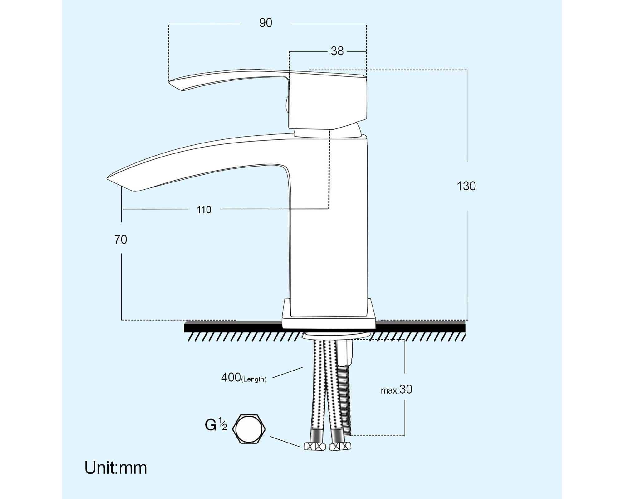 White 400 Vanity Basin Sink Unit & Lucia Basin Tap Chrome