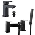 Matt Black Square Basin & Bath Shower Mixer Tap Set (Form Style)