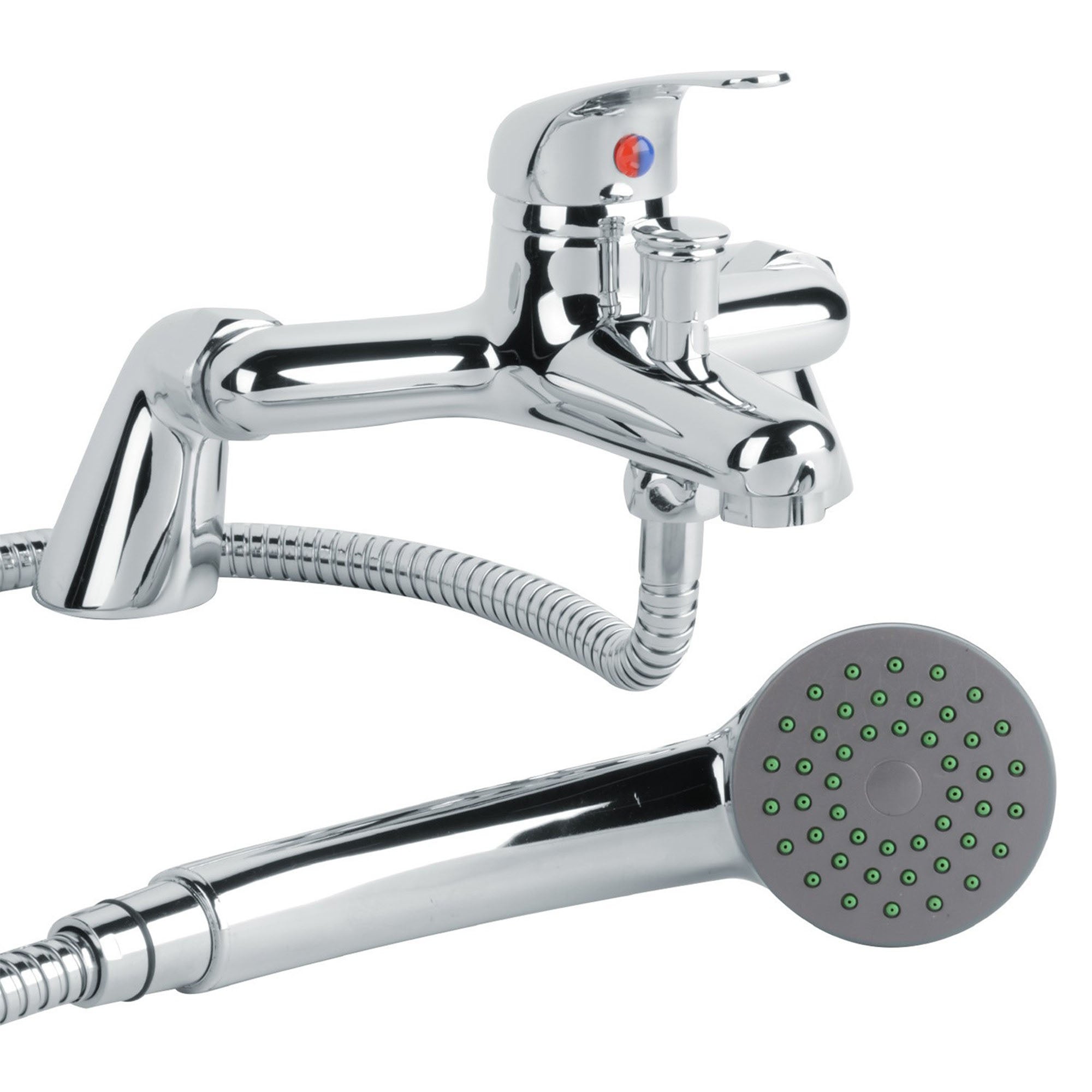 Solitaire Chrome Single Lever Bath Shower Mixer Tap - Deck Mounted