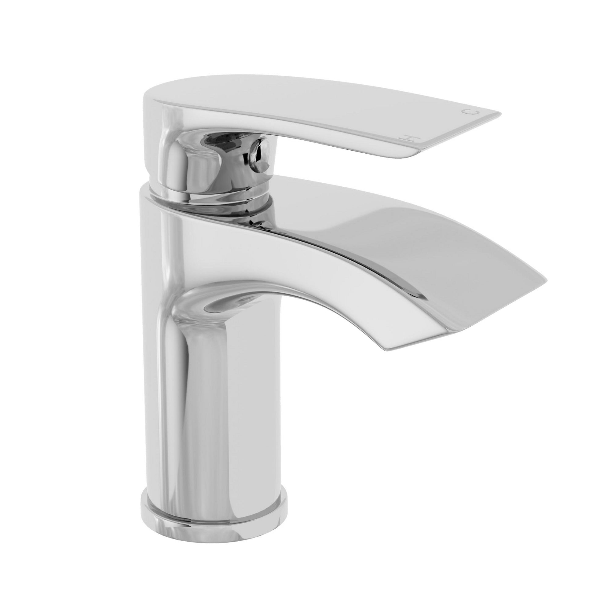 Chrome Sleek Waterfall Basin Tap Mono Mixer Faucet - Solid Brass Deck Mounted