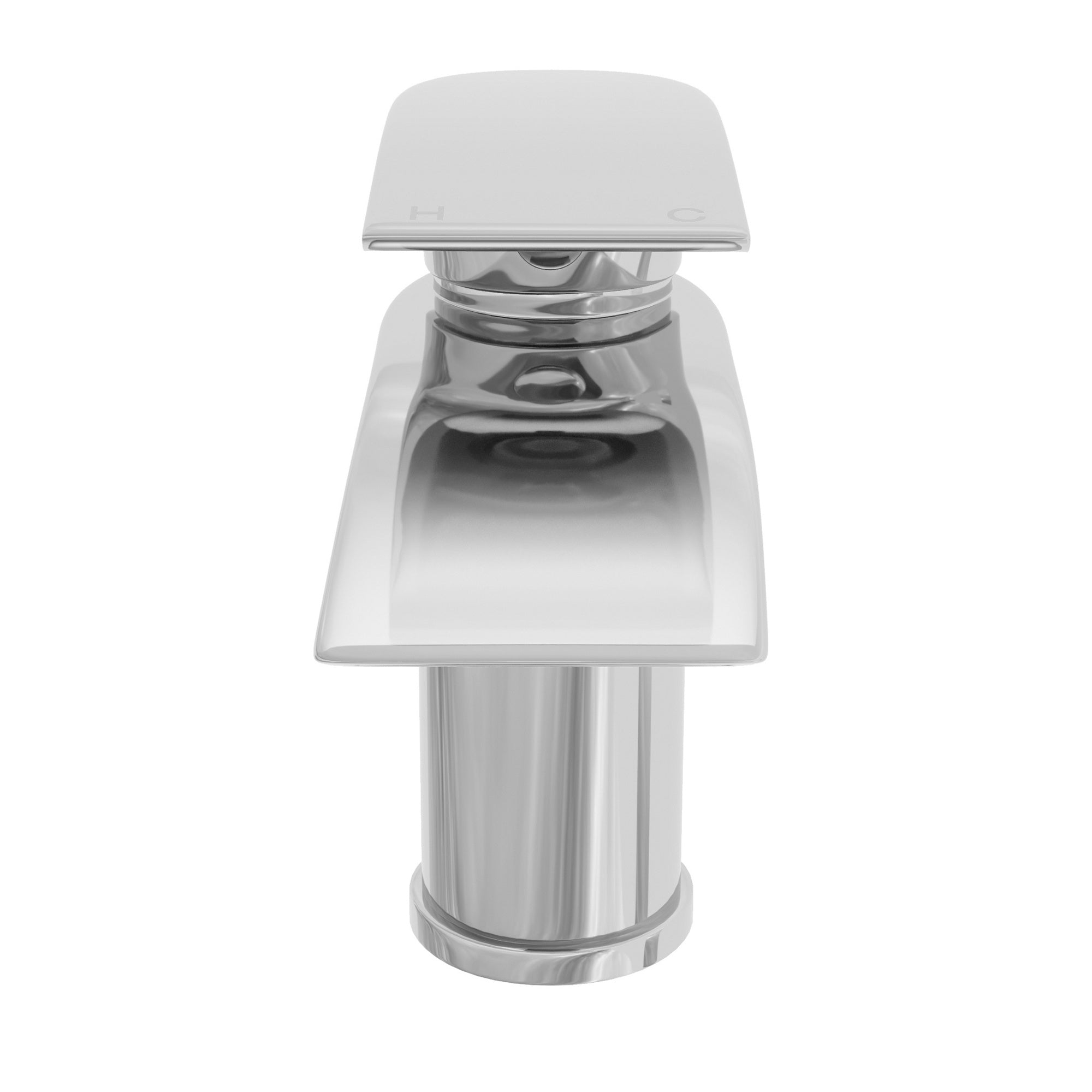 Chrome Sleek Waterfall Basin Tap Mono Mixer Faucet - Solid Brass Deck Mounted